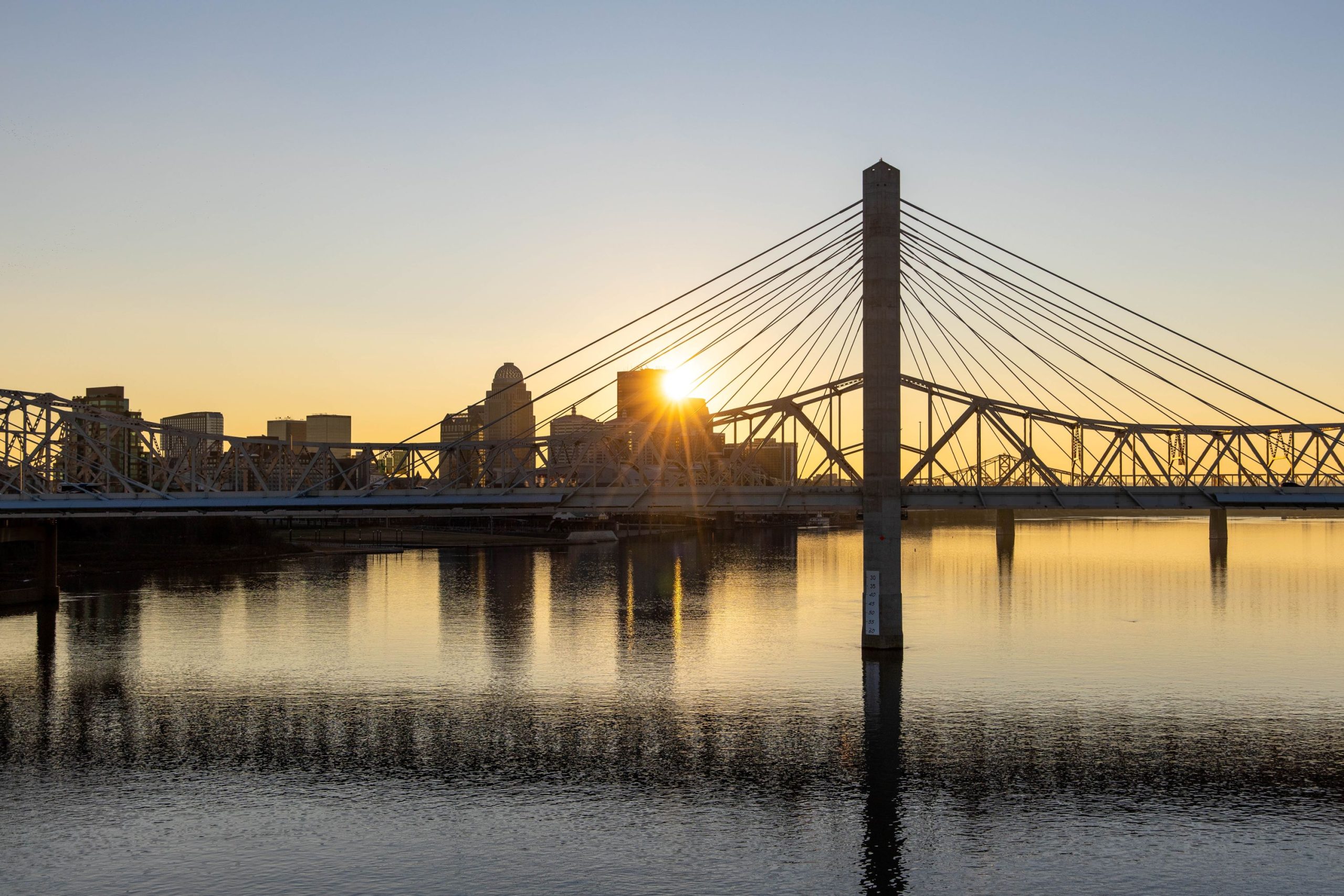 Downtown Louisville at sunset